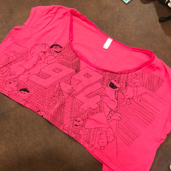 Pink American Apparel Sesame Street Crop Top - Picture 1 of 4